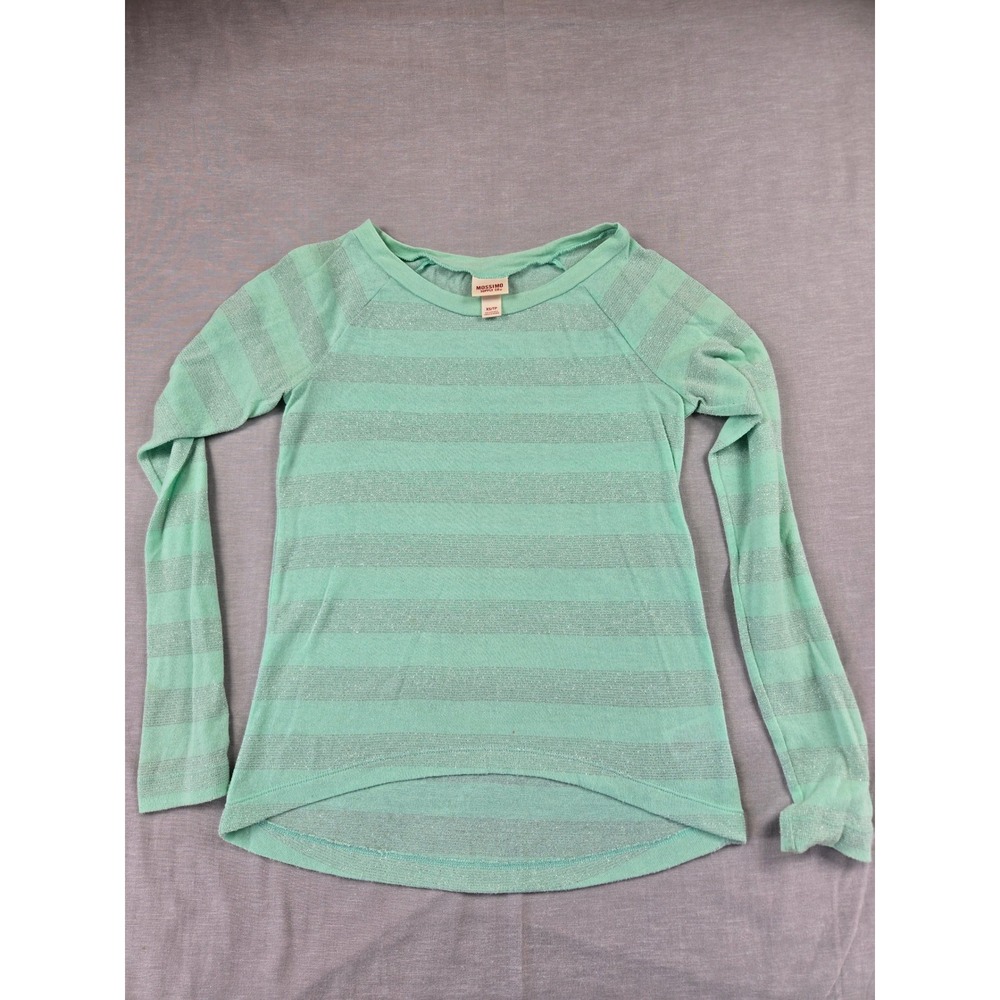 Mossimo Supply Co Mint Green Silver Metallic Striped High-Low Top XS Raglan